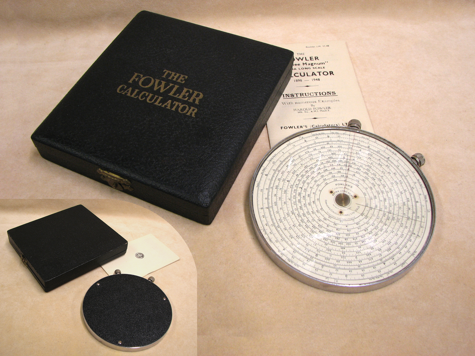 Fowler's Jubilee Magnum Extra Long Scale calculator in presentation case